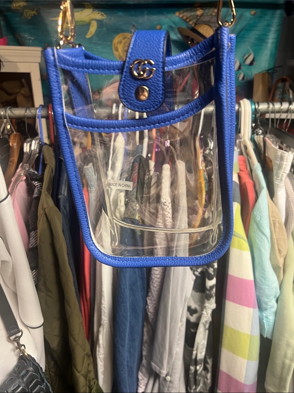 Blue Clear PVC Crossbody Bag - Unbranded
